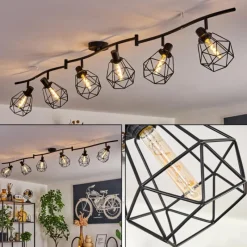 hofstein Plafonnier Yaak Noir, 6 lumières