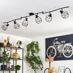 hofstein Plafonnier Yaak Noir, 6 lumières