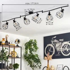 hofstein Plafonnier Yaak Noir, 6 lumières