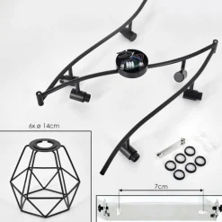 hofstein Plafonnier Yaak Noir, 6 lumières