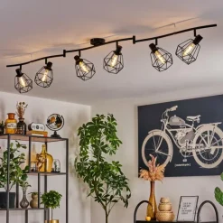 hofstein Plafonnier Yaak Noir, 6 lumières