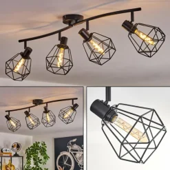 hofstein Plafonnier Yaak Noir, 4 lumières