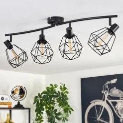 hofstein Plafonnier Yaak Noir, 4 lumières