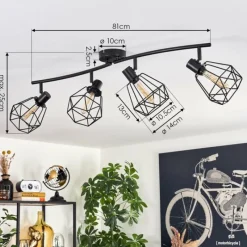 hofstein Plafonnier Yaak Noir, 4 lumières