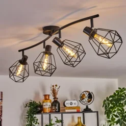 hofstein Plafonnier Yaak Noir, 4 lumières