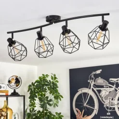 hofstein Plafonnier Yaak Noir, 4 lumières