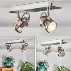 hofstein Plafonnier Yometchen LED Nickel mat, 2 lumières