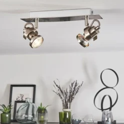 hofstein Plafonnier Yometchen LED Nickel mat, 2 lumières