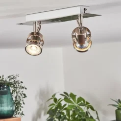 hofstein Plafonnier Yometchen LED Nickel mat, 2 lumières