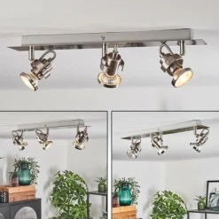 hofstein Plafonnier Yometchen LED Nickel mat, 3 lumières