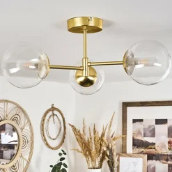 hofstein Plafonnier Yucao Or, 3 lumières