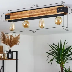 Lampes Vintages & Rétros-hofstein Plafonnier Yuma Bois foncé, Noir, 4 lumières