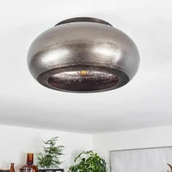 Style Boho-Chic-hofstein Plafonnier Zigne Argent Oxydé, Noir, 1 lumière