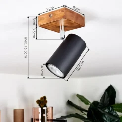 hofstein Plafonnier Zuoz Bois clair, 1 lumière