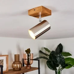 hofstein Plafonnier Zuoz Bois clair, 1 lumière