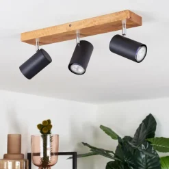 hofstein Plafonnier Zuoz Bois clair, 3 lumières