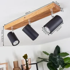 hofstein Plafonnier Zuoz Bois clair, 3 lumières