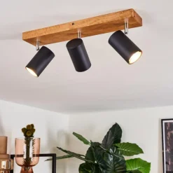 hofstein Plafonnier Zuoz Bois clair, 3 lumières