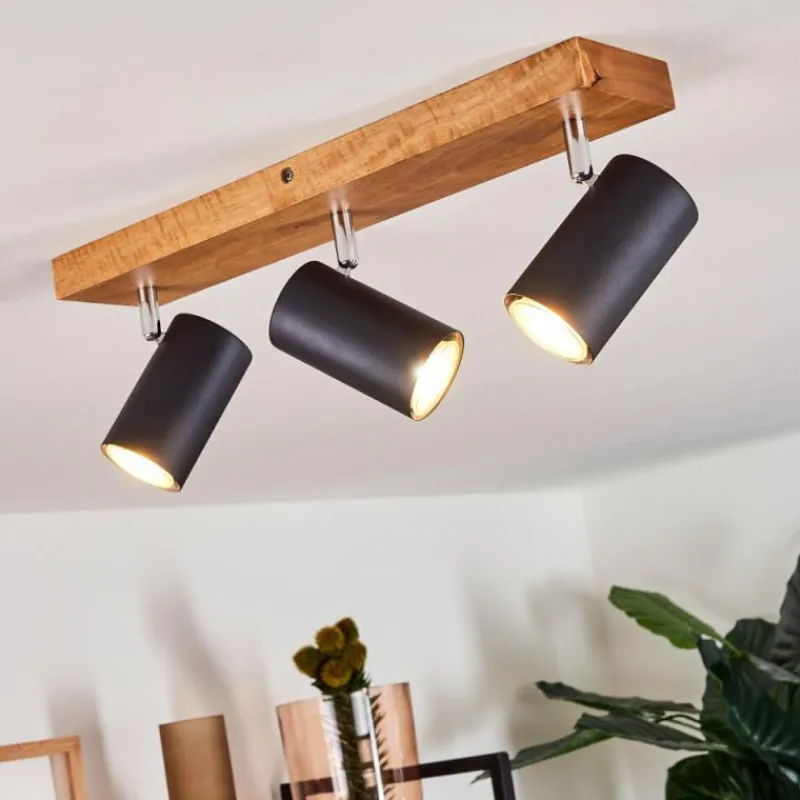 hofstein Plafonnier Zuoz Bois clair, 3 lumières