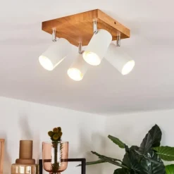 Lampes Vintages & Rétros-hofstein Plafonnier Zuoz Bois clair, 4 lumières