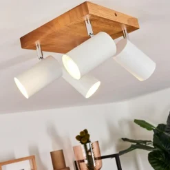 Lampes Vintages & Rétros-hofstein Plafonnier Zuoz Bois clair, 4 lumières