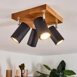Lampes Vintages & Rétros-hofstein Plafonnier Zuoz Bois clair, 4 lumières