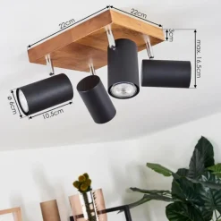 Lampes Vintages & Rétros-hofstein Plafonnier Zuoz Bois clair, 4 lumières