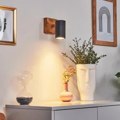 hofstein Plafonnier Zuoz Bois clair, 1 lumière