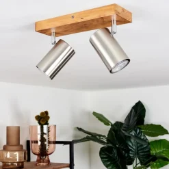 Lampes Vintages & Rétros-hofstein Plafonnier Zuoz Bois clair, 2 lumières