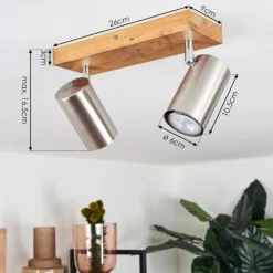 Lampes Vintages & Rétros-hofstein Plafonnier Zuoz Bois clair, 2 lumières