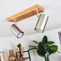 Lampes Vintages & Rétros-hofstein Plafonnier Zuoz Bois clair, 2 lumières