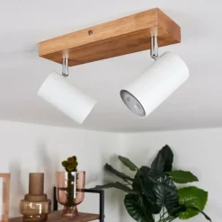 Lampes Vintages & Rétros-hofstein Plafonnier Zuoz Bois clair, 2 lumières