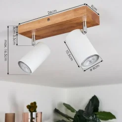 Lampes Vintages & Rétros-hofstein Plafonnier Zuoz Bois clair, 2 lumières