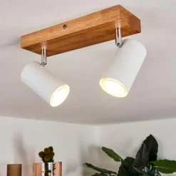 Lampes Vintages & Rétros-hofstein Plafonnier Zuoz Bois clair, 2 lumières