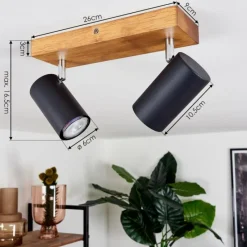 Lampes Vintages & Rétros-hofstein Plafonnier Zuoz Bois clair, 2 lumières