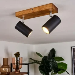 Lampes Vintages & Rétros-hofstein Plafonnier Zuoz Bois clair, 2 lumières