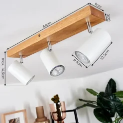 hofstein Plafonnier Zuoz Bois clair, 3 lumières