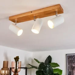 hofstein Plafonnier Zuoz Bois clair, 3 lumières