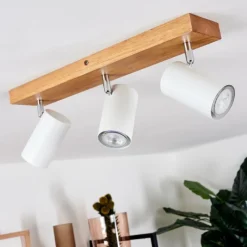 hofstein Plafonnier Zuoz Bois clair, 3 lumières