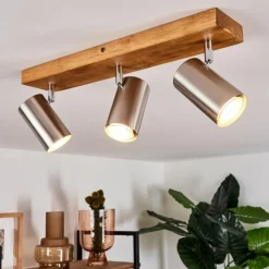 hofstein Plafonnier Zuoz Bois clair, 3 lumières