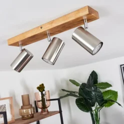 hofstein Plafonnier Zuoz Bois clair, 3 lumières