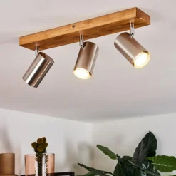 hofstein Plafonnier Zuoz Bois clair, 3 lumières