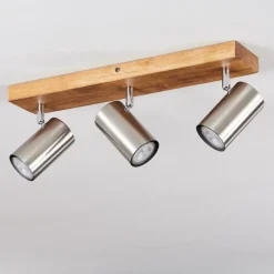 hofstein Plafonnier Zuoz Bois clair, 3 lumières