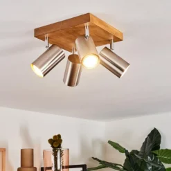 Lampes Vintages & Rétros-hofstein Plafonnier Zuoz Bois clair, 4 lumières