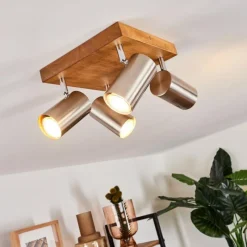 Lampes Vintages & Rétros-hofstein Plafonnier Zuoz Bois clair, 4 lumières