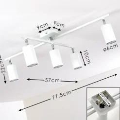 hofstein Plafonnier Zuoz Chrome, Blanc, 5 lumières