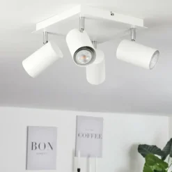 hofstein Plafonnier Zuoz Chrome, Blanc, 4 lumières