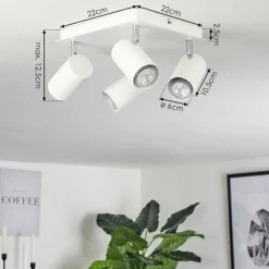 hofstein Plafonnier Zuoz Chrome, Blanc, 4 lumières