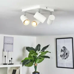 hofstein Plafonnier Zuoz Chrome, Blanc, 4 lumières