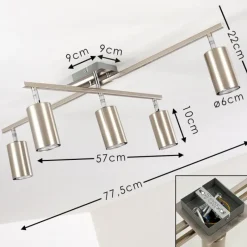 hofstein Plafonnier Zuoz Chrome, Nickel mat, 5 lumières